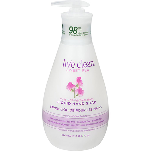 Live Clean Moisturizing Sweet Pea Liquid Hand Soap ( 6-500 mL) - Pantree Food Service
