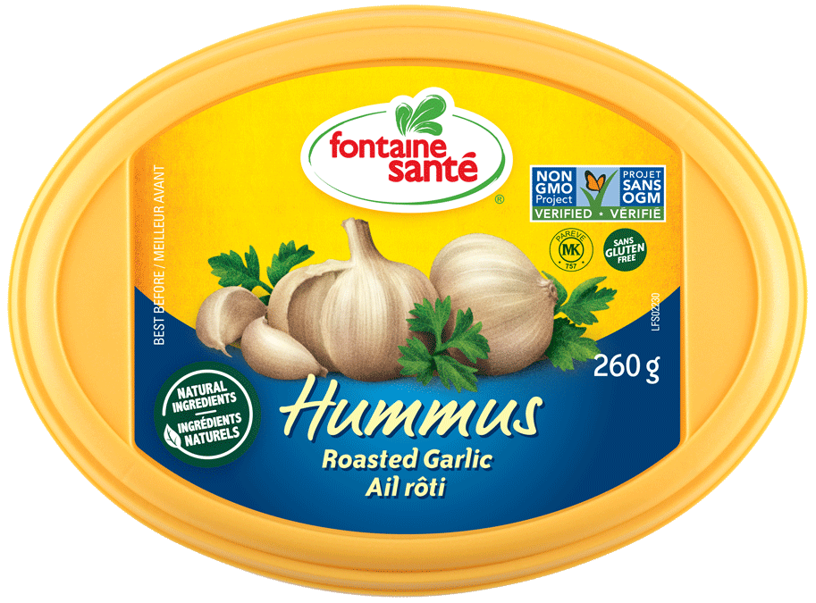 Fontaine SantŽ Hummus w/ Roasted Garlic (Refrigerated, Non-GMO, Gluten Free, Kosher, Vegan) (12-260 g) (jit) - Pantree Food Service