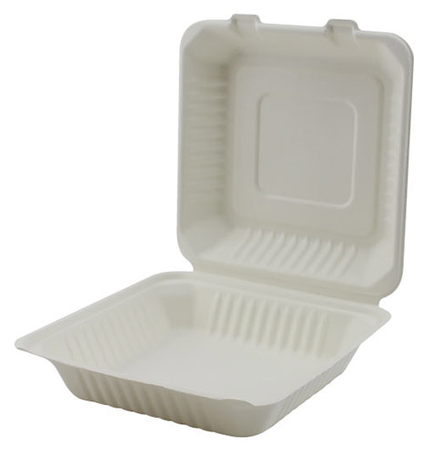 Hinged Container Bagasse 9x9x3" (200 Per Case) (jit) - Pantree Food Service