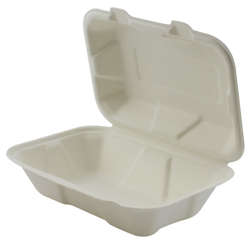 Hinged Container Bagasse 9x6x3" (200 Per Case) (jit) - Pantree Food Service