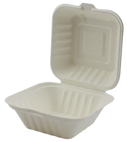 Hinged Container Bagasse 6x6x3" (500 Per Case) (jit) - Pantree Food Service