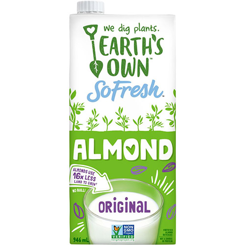 Earth's Own Almond Beverage Original (Non-GMO, Gluten Free, Kosher) - UHT (12-946 mL - Shelf Stable) (jit) - Pantree Food Service