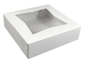 Cake Box 9x9x1.5" w/ Window (Pie) (250 Per Case) (jit) - Pantree Food Service