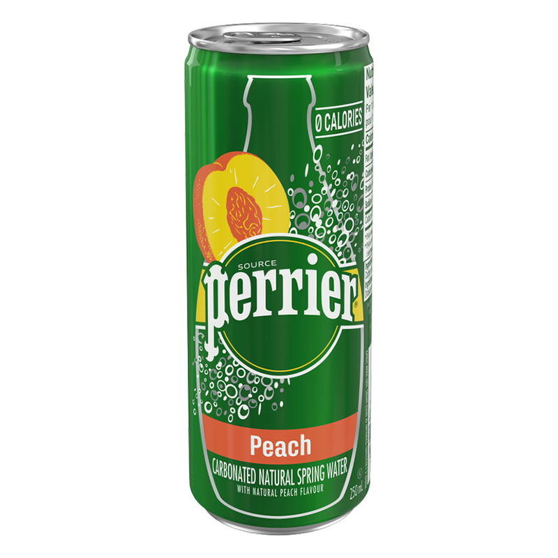 Perrier Slims Peach Sparkling Water (24-330 mL (Cans)) - Pantree Food Service
