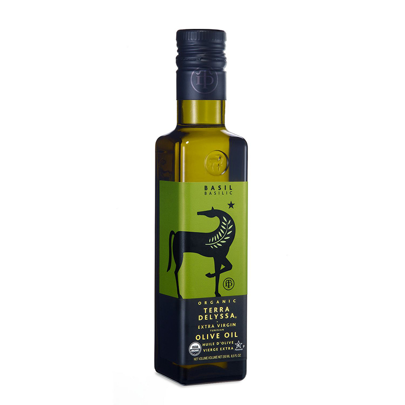 Terra Delyssa Organic Extra Virgin Olive Oil infused with Basil (6-250 mL) (jit) - Pantree Food Service
