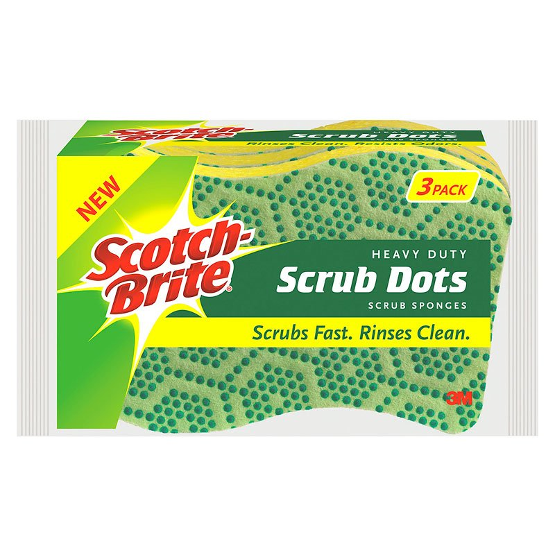 3M Scotch-Brite Heavy Duty Scrub Dots Scrub Sponges ( 12-3 ea) - Pantree Food Service