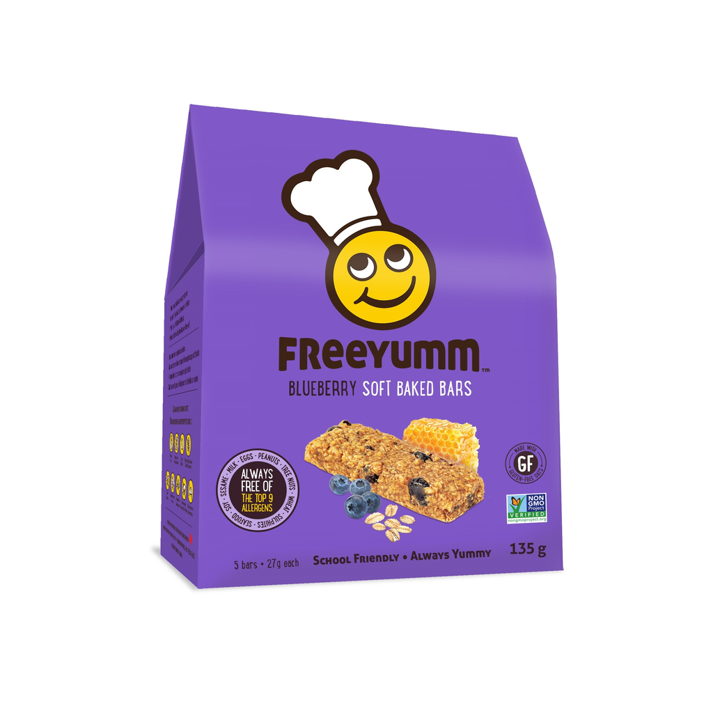 Freeyumm Blueberry (top 9 allergens free/gluten free/NGM) (6-135 g (30 bars)) - Pantree Food Service