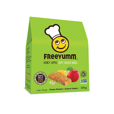 Freeyumm Honey Apple (top 9 allergens free/gluten free/NGM) (6-135 g (30 bars)) - Pantree Food Service