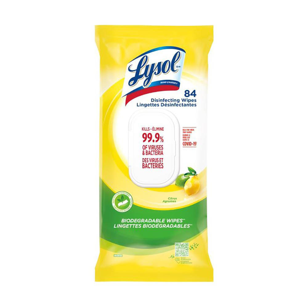 Lysol Disinfecting Wipes - Citrus - 84 Pack (4 - 84s) - Pantree Food Service