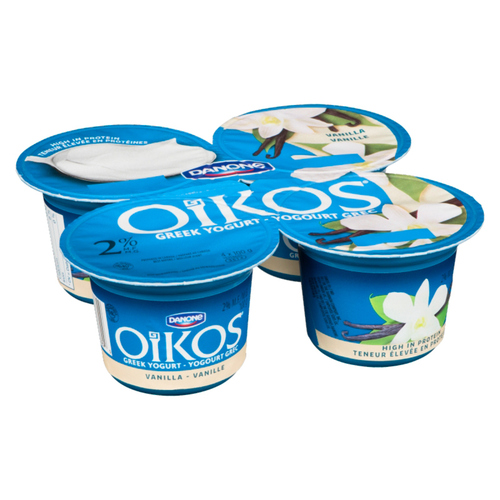 Danone Oikos Greek Yogurt Vanilla 2% (4-100 g) (jit) - Pantree Food Service