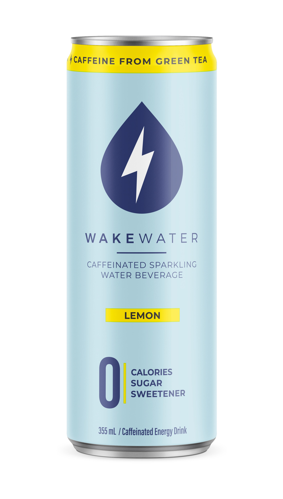 WakeWater - Caffeinated Sparkling Water - Lemon (12x355ml) - Pantree Food Service