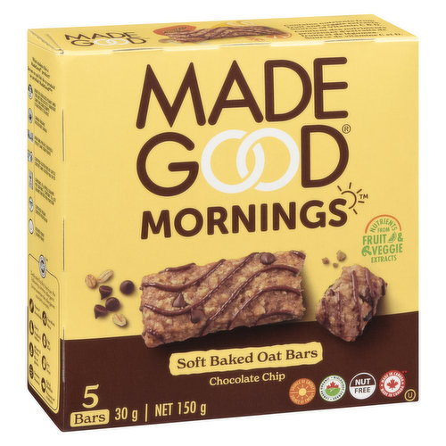 Made Good Mornings - Chocolate Chip Soft Baked Bars (Case: 30-24g (Bars)) - Pantree Food Service