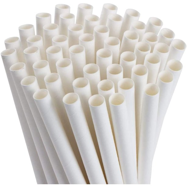 Straw Paper 8" Milkshake White Unwrapped (250s) (jit) - Pantree Food Service