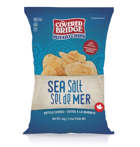 Covered Bridge Kettle Chips - Sea Salt (24x60g) - Pantree Food Service