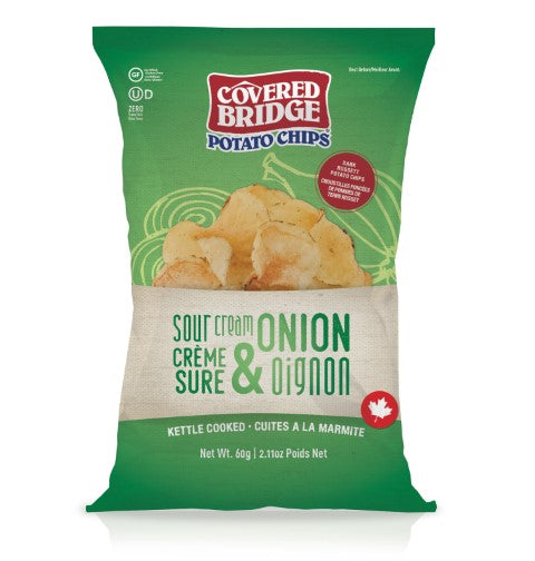 Covered Bridge Kettle Chips - Sour Cream & Onion (24x60g) - Pantree Food Service