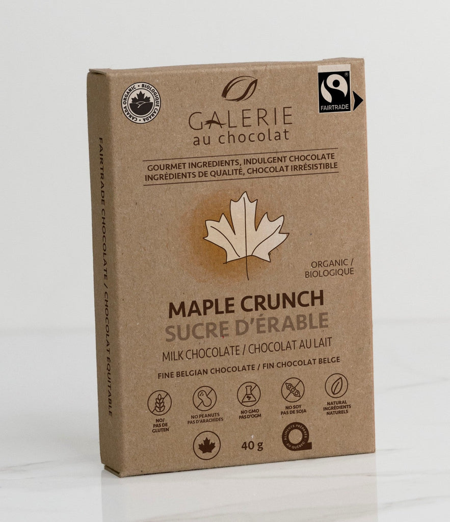 Galerie au Chocolat Snack'n'Go Maple Crunch Milk Chocolate Bar (12-40 g) (jit) - Pantree Food Service