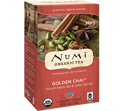 Numi Organic Tea - Golden Chai (18 bags) - Pantree Food Service