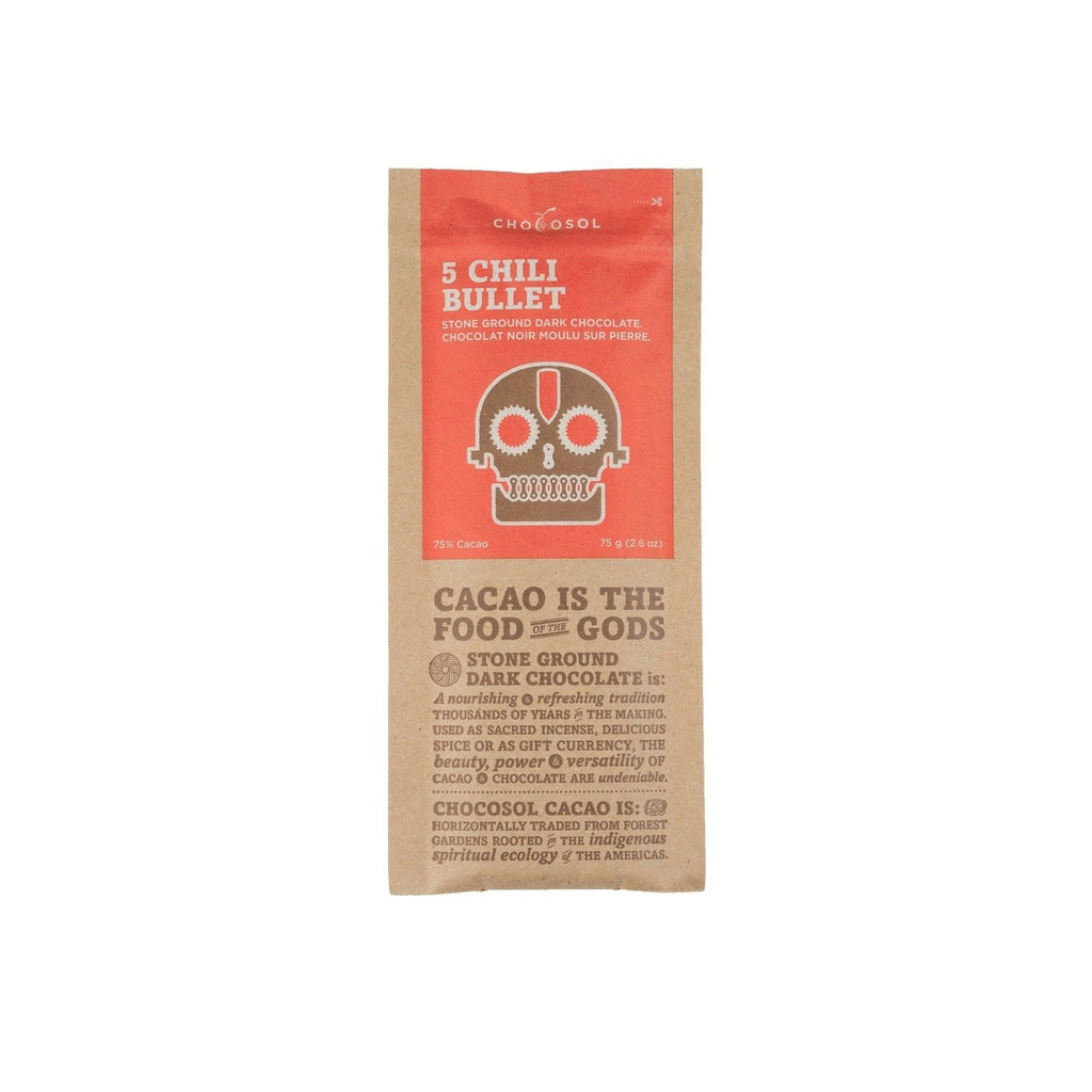 Chocosol - Chocolate Bar, Five Chili Bullet (75g) - Pantree Food Service